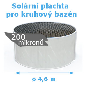 Solární plachta na kruhový bazén 4,6 m černá 200 mikronů